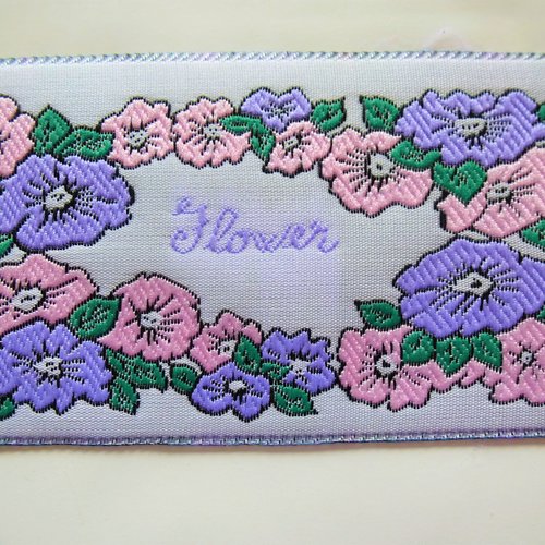 Applique flower bandeau de fleurs rose et mauve patch écusson vintage 405 couture et customisation textile et décoration