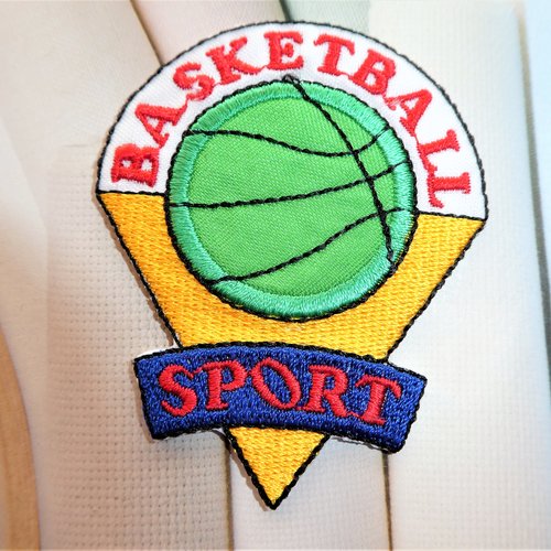 Applique sport basketball, patch, écusson termoadésif 9027.4 vintage pointe jaune customisation vêtement accessoire à coller 