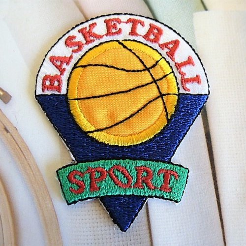 Applique basketball sport, patch écusson termoadésif 9027.1 vintage pointe verte customisation vêtement accessoire,  à coller 