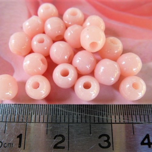 50 perles rondes 6 mm en verre de briare rose antique