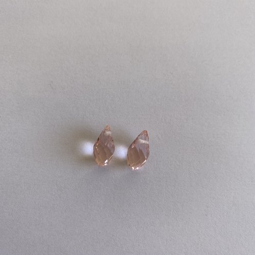 2 perles gouttes cristal rose 12.5 x 6 mm