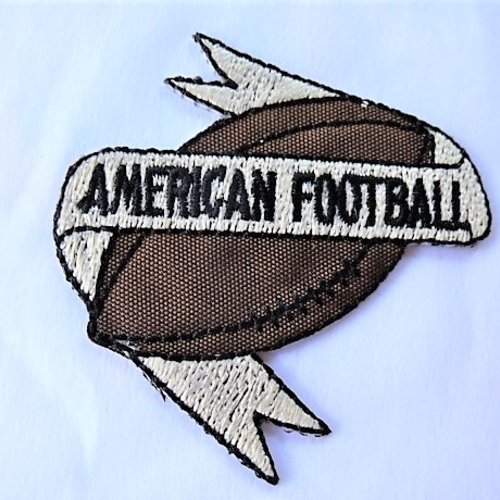 Applique thermocollante américan football marron et blanc 9047.4 vintage patch écusson pour customisation couture 