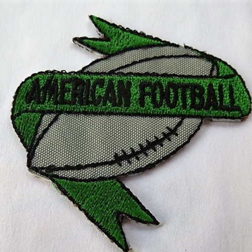 Applique thermocollante américan football gris et vert 9047.1 vintage patch écusson pour customisation couture 