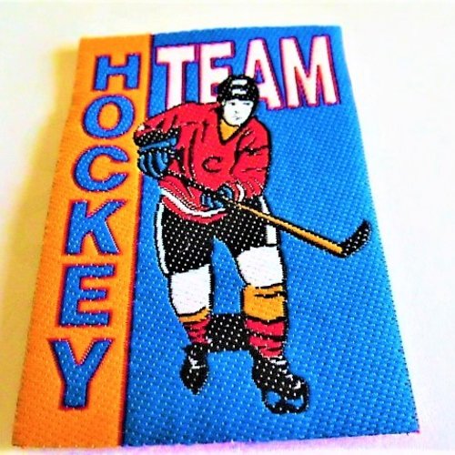 Applique hockey team 7 x 5 cm patch écusson 1179 pour customisation couture décoration accessoires et vêtements à coller ou à coudre