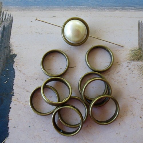 10 perles anneaux 19 mm métal bronze perçage vertical