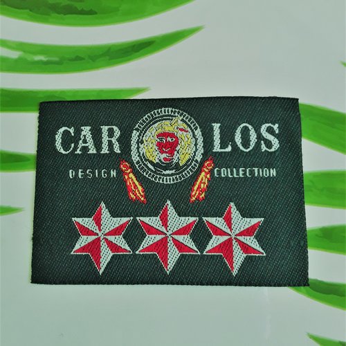 Applique thermocollante "carlos" design collection 3 étoiles et pompons, patch écusson pour customisation couture