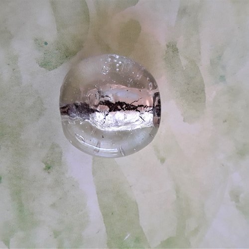 Perle palet 20 mm verre murano transparent coeur argenté