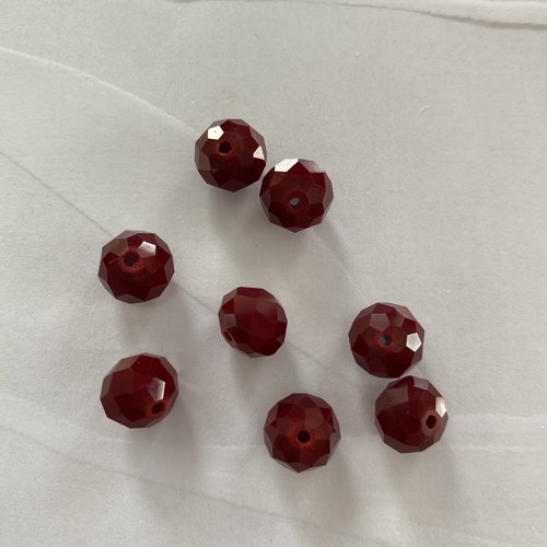 8 perles cristal qualité ab 10 mm rouge forme briolette rouge pourpre