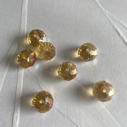 7 perles cristal qualité ab 10 mm forme briolette miel doré