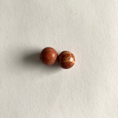 2 perles rondes 12 mm corail gorgone naturelle rouge
