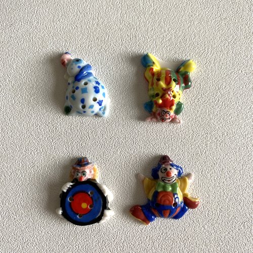 Bouton fantaisie en porcelaine au choix série le cirque les clowns