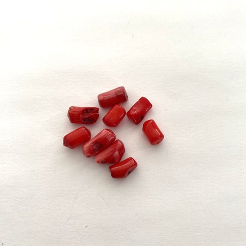 9 perles véritable corail rouge 7 à 10 mm formes naturelles