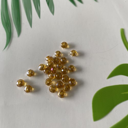 25 perles cristal ab facettes 4 mm ambré