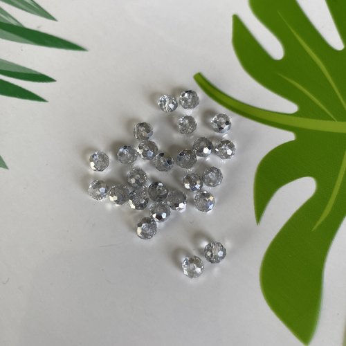 25 perles cristal ab facettes 4 mm reflets argent