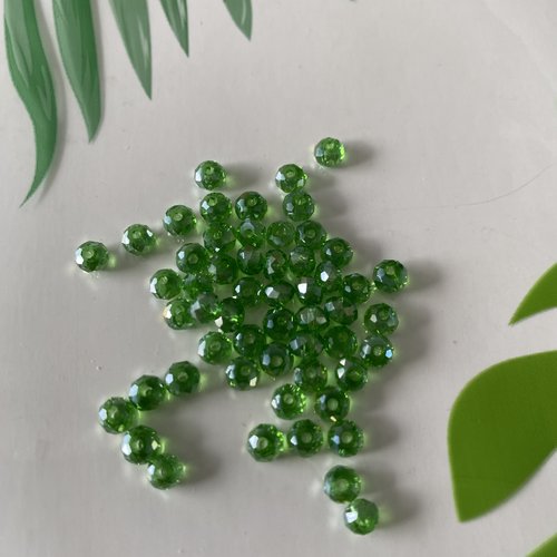 50 perles cristal ab facettes 4 mm vert sapin