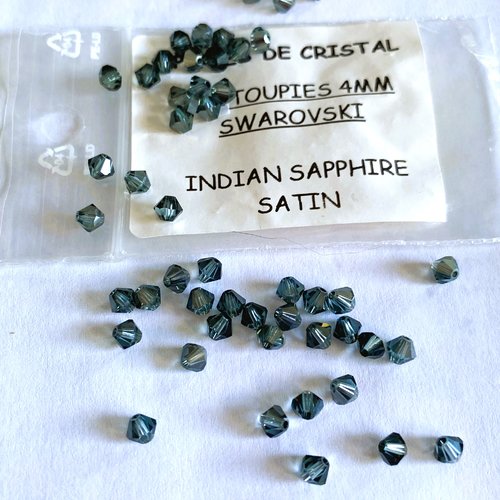 10 toupies 4 mm cristal swarovski satin couleur indian sapphire saphir indien