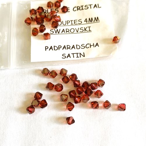 10 toupies 4 mm cristal swarovski satin couleur padparadscha rose