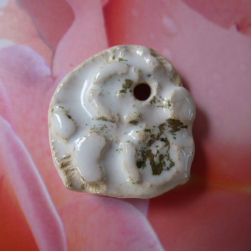 Perle en céramique émaillée palet 25 mm fabrication artisanale