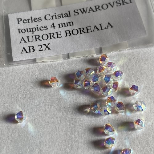 10 perles toupies 4 mm swarovski xillion ab 2x aurore boréale véritable cristal autrichien