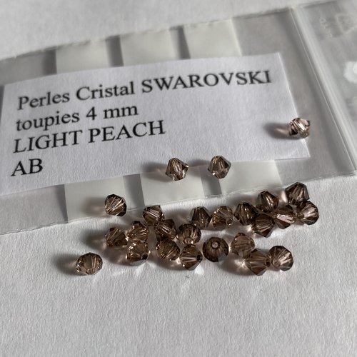 10 toupies swarovski 4 mm light peach pêche qualité satin ab en véritable cristal autrichien