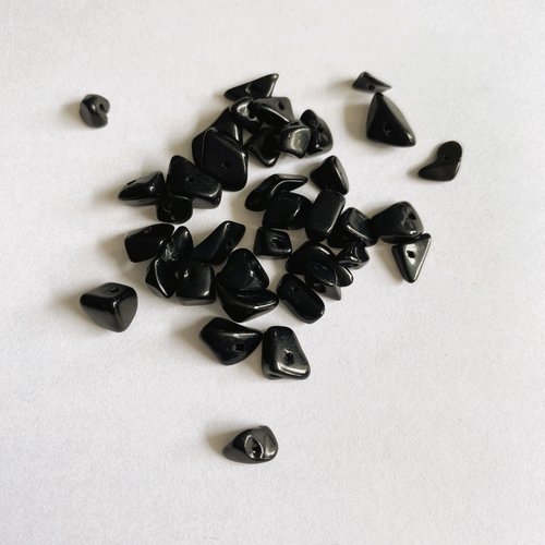 38 perles chips obsidienne 4.8/10.4 mm pierres de gemme noire