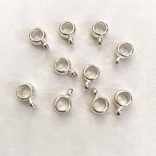 10 pendentifs bélières argentées 9mm x6mm