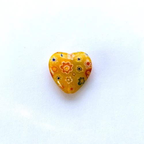 Coeurs millefiori jaunes 21 mm