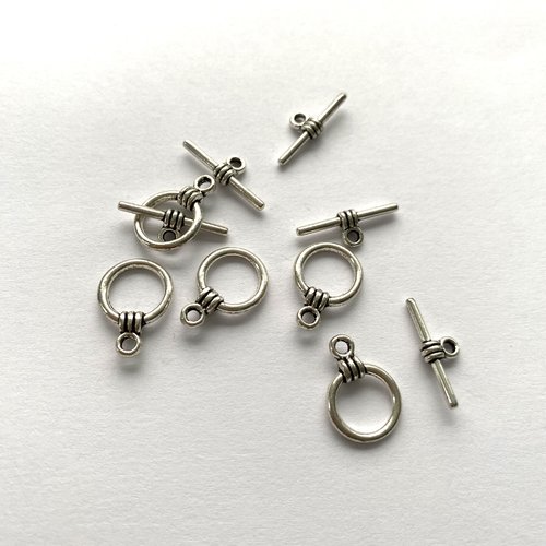 Fermoir toogle argent 15 mm x 5 ensembles