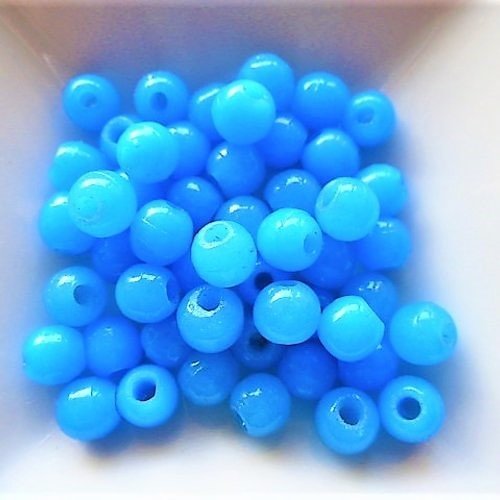 50 perles rondes 6 mm en verre de briare bleu