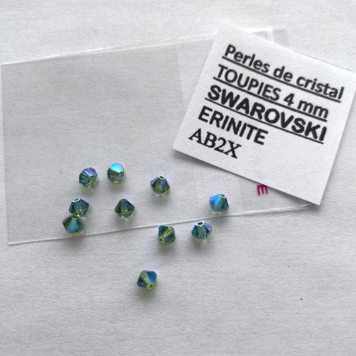 10 toupies swarovski 4 mm erinite qualité ab 2x en véritable cristal autrichien