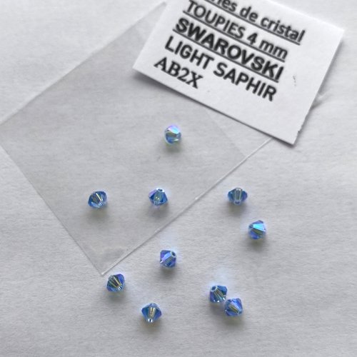 10 toupies swarovski 4 mm light saphir qualité ab 2x en véritable cristal autrichien
