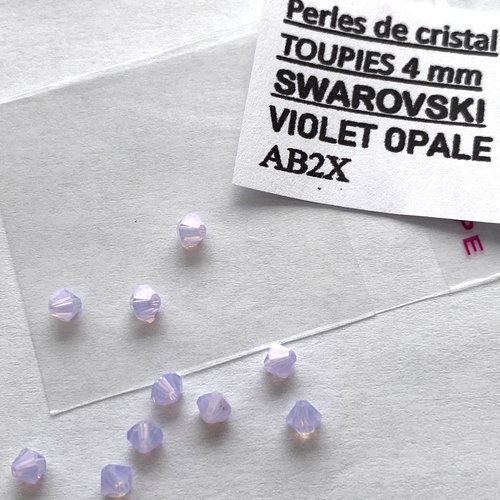 10 toupies swarovski 4 mm violet opale qualité ab 2x en véritable cristal autrichien