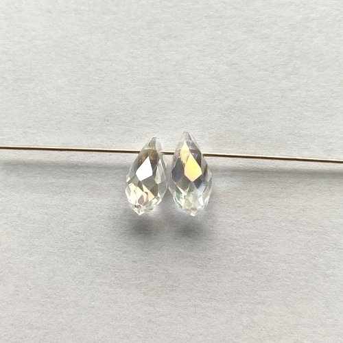 2 perles gouttes cristal 12.5 x 6 mm