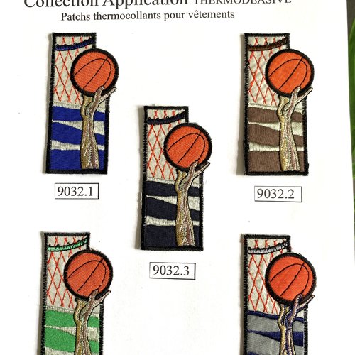 Appliques patchs écussons thermocollants basket ball couleurs au choix