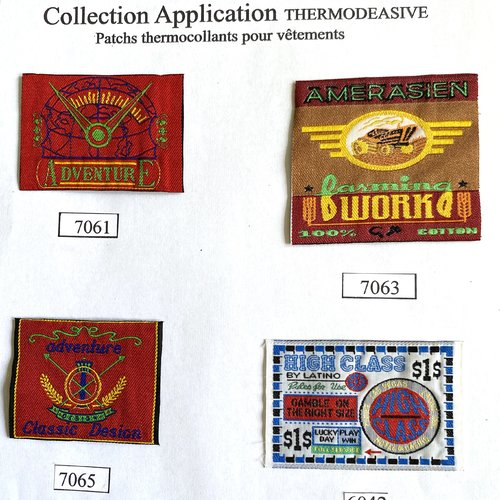 Appliques patchs écussons thermocollants publicitaire high class, adventure, amerasien,