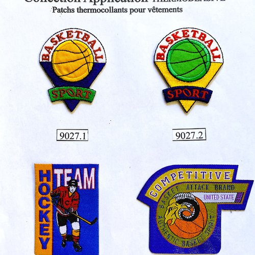 Appliques patchs écussons thermocollants basketball, hockey f 6
