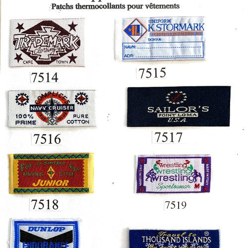 Appliques, patchs, écussons thèmes publicité : navigation, vêtements, junior, dunlop, sport,