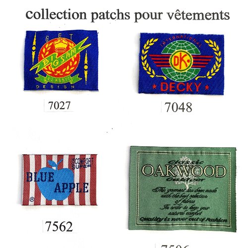 Appliques, patchs, écussons thèmes publicité : big sam, decky, blue apple, oakwood
