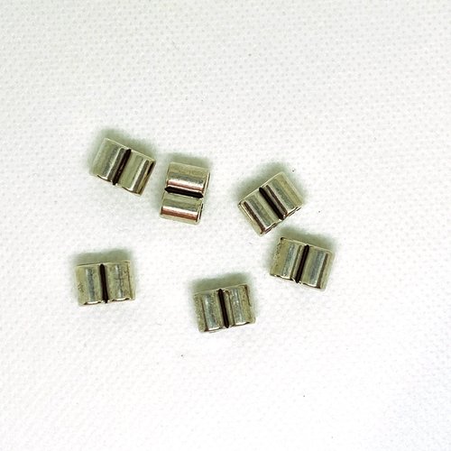 Perles tubes doubles métal argent 11 x 8 mm gros trou