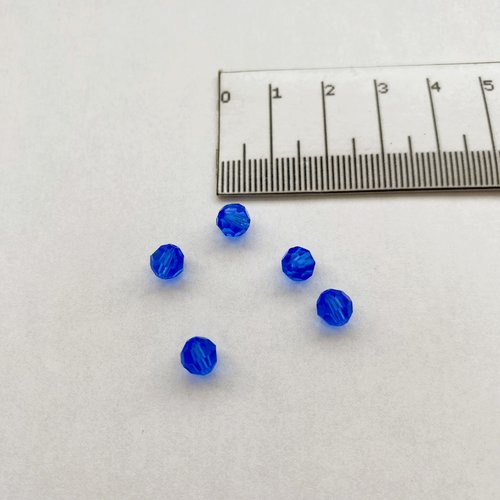 5 perles à facettes bleues en cristal swarovski 6 mm