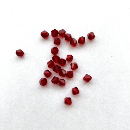 25 perles toupies cristal rouge 4 mm