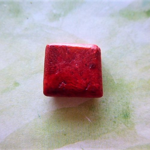 Perle corail gorgone rouge gemme palet carré 12 mm