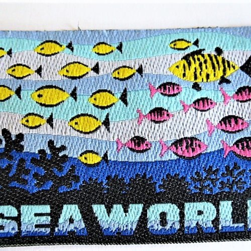 Applique bleue fond marin poissons, sea world, patch, écusson, lap 1159, pour customisation textile et décoration accessoire