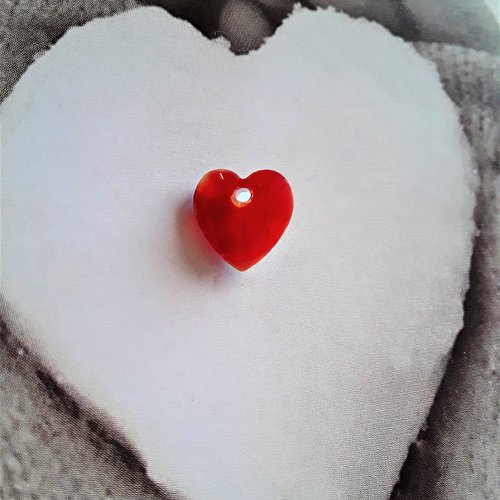 Perle coeur cristal rouge 10 x 10 mm