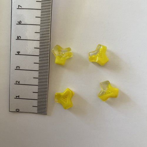 4 perles verre 15 mm forme en "y" couleurs mixtes de jaunes