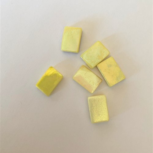 6 perles nacre jaune rectangulaires 13x10 mm
