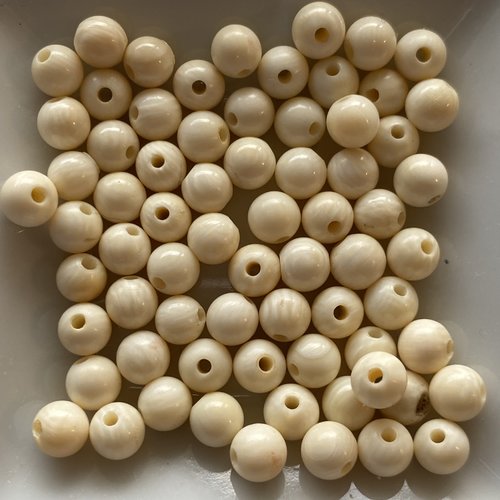 10 perles blanches naturelles ivoire 5 mm anciennes de fabrication artisanale