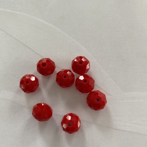 8 perles cristal qualité ab 10 mm rouge forme briolette rouge brique