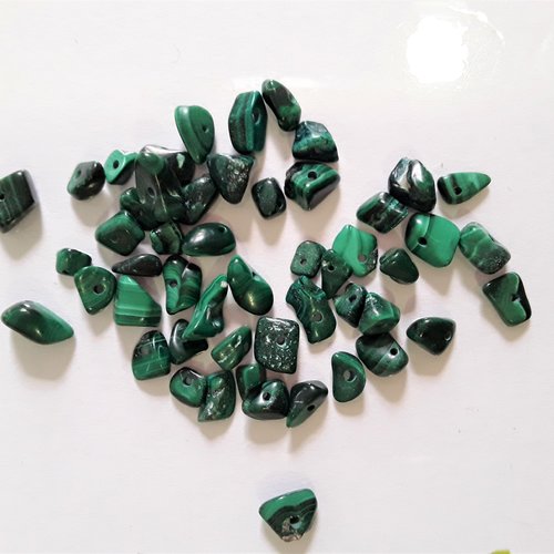 70 perles chips véritable pierre de gemme naturelle de malachite