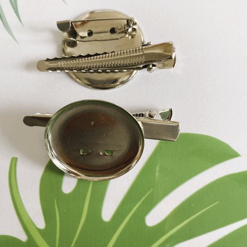 Support barrette cabochon mixte pince à cheveux et broche 27 mm